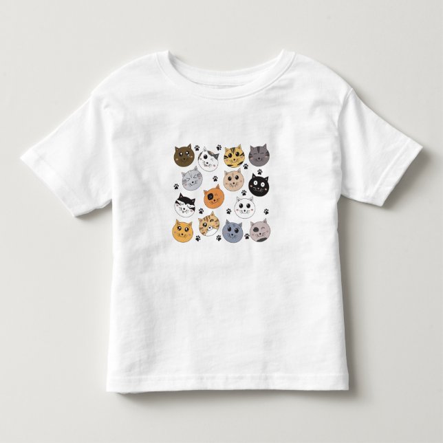 Farbige Niedliche Funny Cats & Paw Muster Kleinkind T-shirt (Vorderseite)