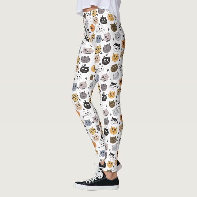 Farbige Niedliche Funny Cats & Paw Muster Leggings (Links)