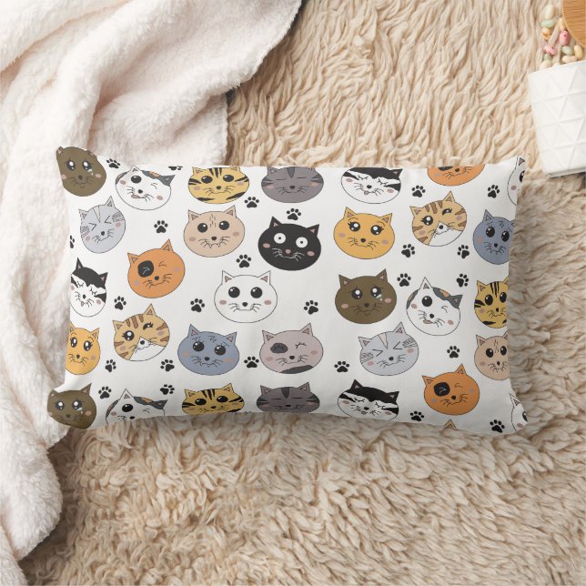 Farbige Niedliche Funny Cats & Paw Muster Lendenkissen (Decke)