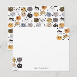 Farbige Niedliche Funny Cats & Paw Muster Mitteilungskarte