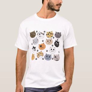 Farbige Niedliche Funny Cats & Paw Muster T-Shirt
