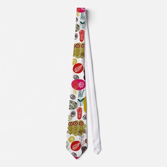 Farbige Niedliche Hand gezogen Retro-Blume Krawatte (Vorderseite)