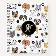Farbige Niedliche Hunde und Dog Paw Monogramm