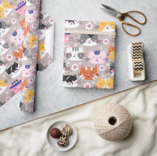 Farbige Niedliche Katzen Geschenkpapier