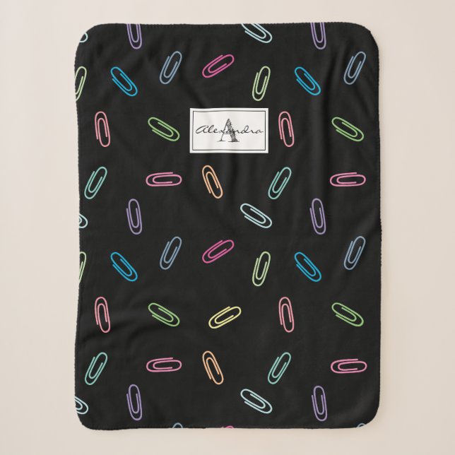 Farbige Niedliche Pastellpapierklammern Monogramm Sherpadecke (Vorderseite)
