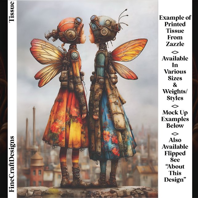 Farbige Niedliche Steampunk Fairies EK6R Decoupage Seidenpapier (Von Creator hochgeladen)
