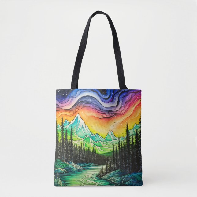 Farbige Nordlichter Tasche (Vorderseite)