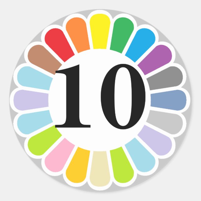 farbige Nummer 10 Aufkleber (Vorderseite)