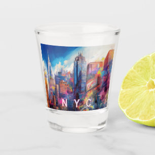 Farbige NYC-Skyline Abstract Art Schnapsglas