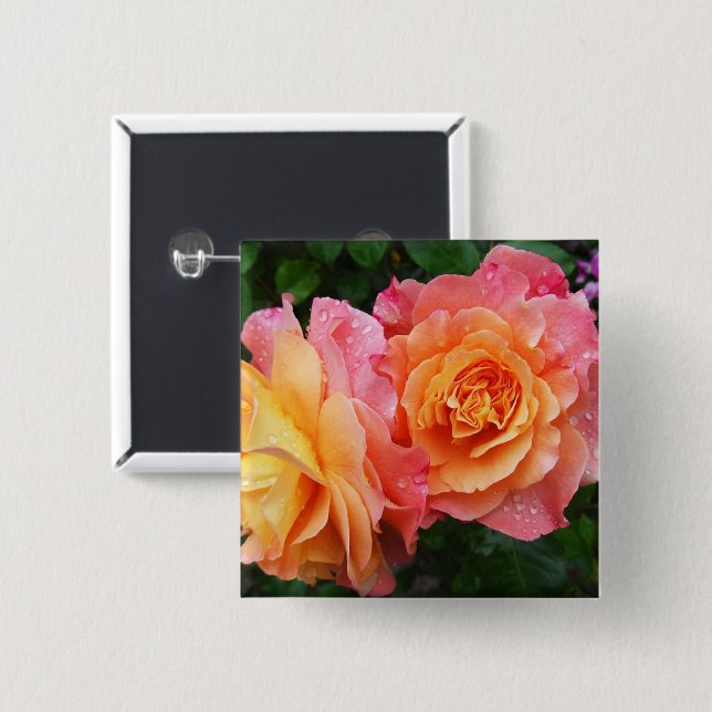 Farbige Ober-Rose Foto Button (Vorne & Hinten)