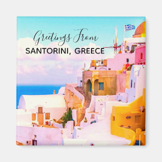 Farbige Oia Santorini Häuser, Griechenland Fotogra Magnet