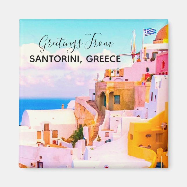 Farbige Oia Santorini Häuser, Griechenland Fotogra Magnet (Vorne)