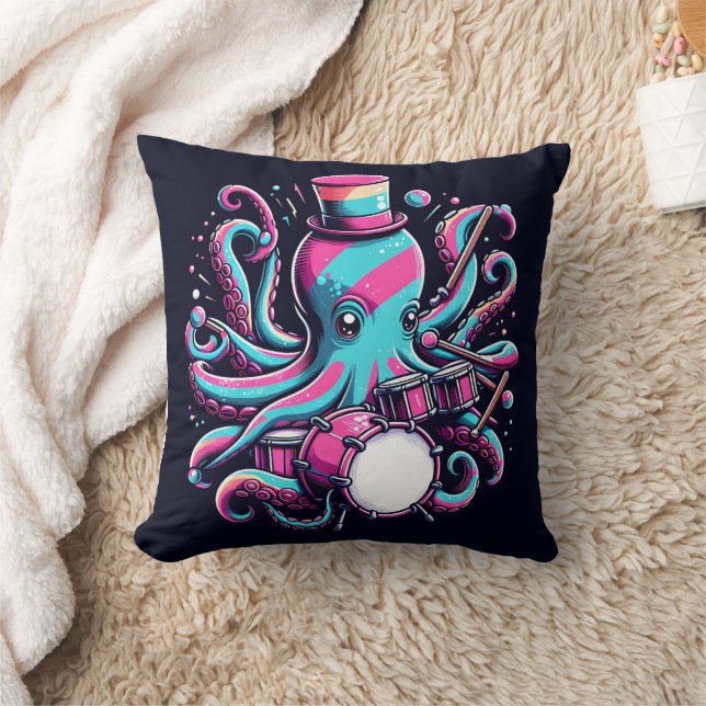 Farbige Oktopus mit Top Hut Kissen (Decke)