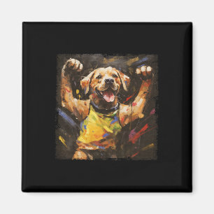 Farbige Ölgemälde eines kickboxenden Labradorhunde Magnet