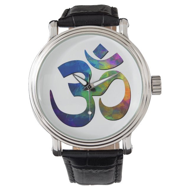 Farbige Om Yoga Symbole Armbanduhr (Vorderseite)