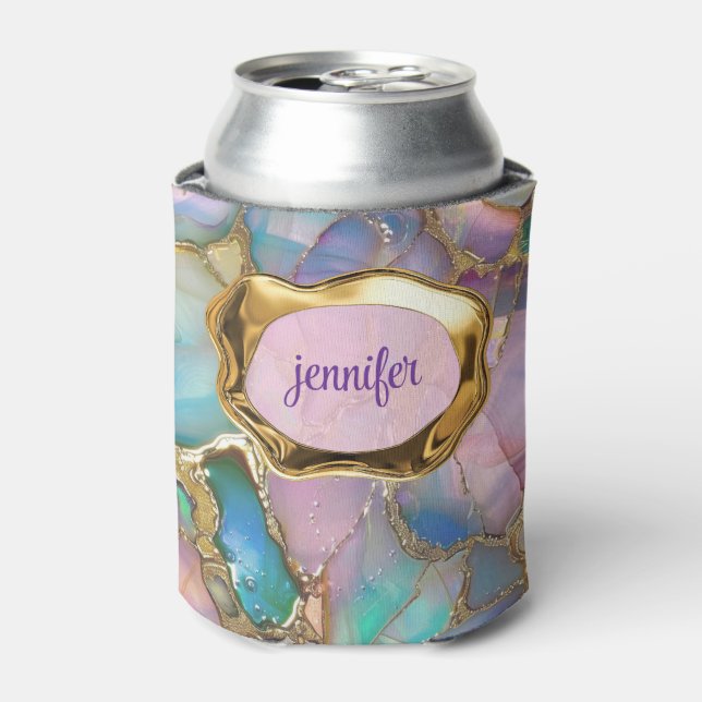 Farbige Opal- und Liquid-Gold-Personalisiert Dosenkühler (Kanne Vorderseite)
