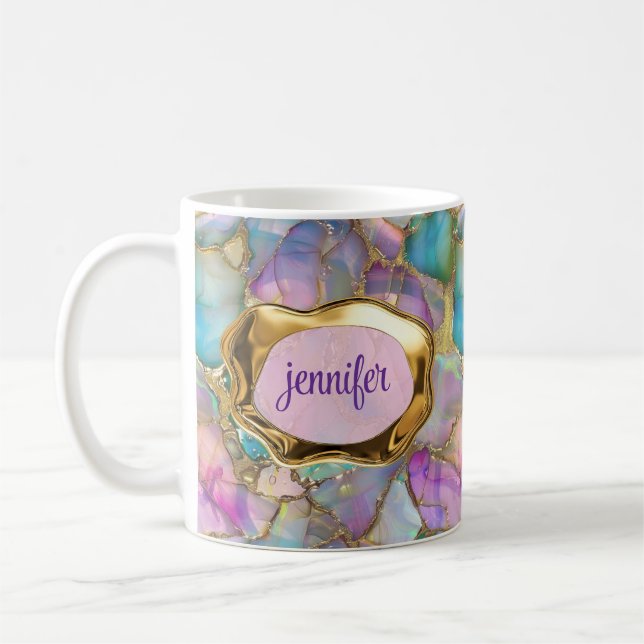Farbige Opal- und Liquid-Gold-Personalisiert Kaffeetasse (Links)