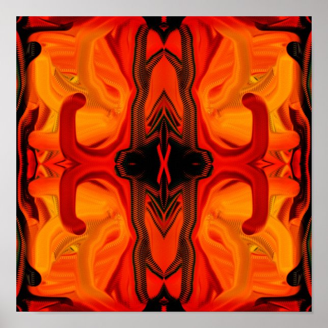 Farbige, orange braune Pinselformen Abstrakt Poster (Vorne)