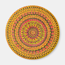 Farbige Orange Mandala Originalkunst  Magnet