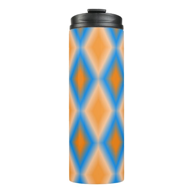 Farbige orange und blaue Diamantformen Thermosbecher (Vorderseite)