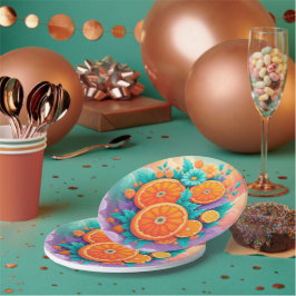 Farbige Orangen Pappteller