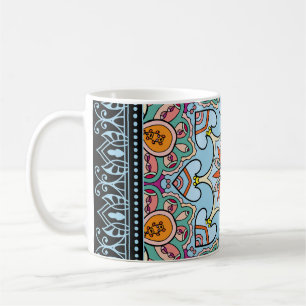 Farbige ornamentale Kritzelei: symmetrisches Muste Kaffeetasse