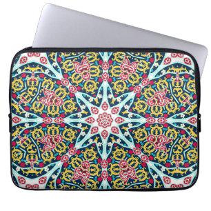 Farbige ornamentale Rosetten-Mandala-Kunst Laptopschutzhülle