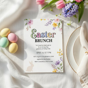 Farbige Oster-Brunch-Einladung   Florale Frühlings Einladung