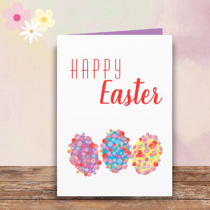 Farbige Ostereier Wasserfarbflecken Frohe Ostern Feiertagskarte