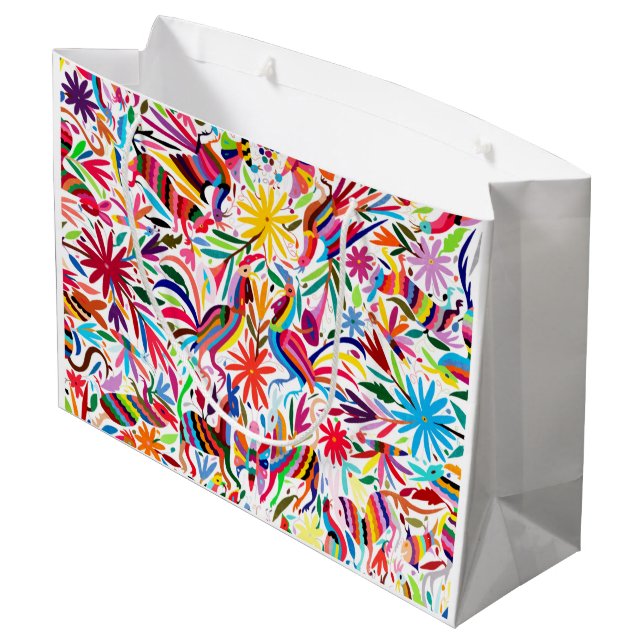 Farbige Otomi-Druckgeschenktüte Große Geschenktüte (Rückseite Schrägansicht)
