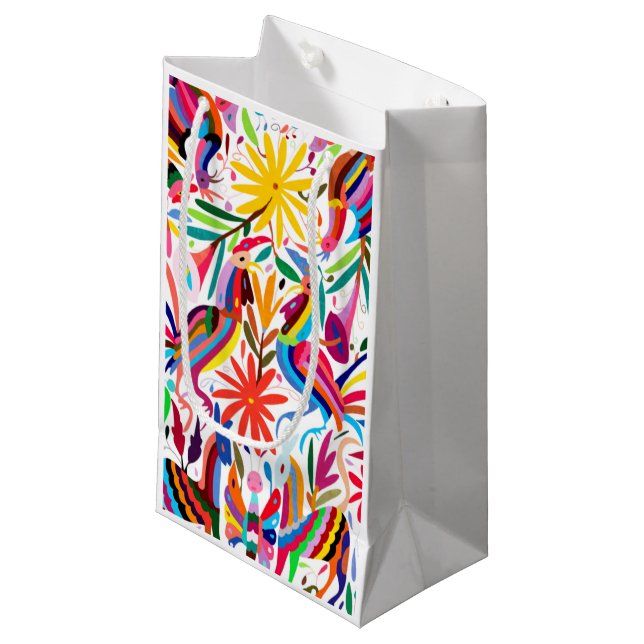 Farbige Otomi-Druckgeschenktüte Kleine Geschenktüte (Vorderseite Schrägansicht)