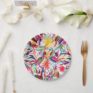 Farbige Otomi-Printmedien, Blumen-/Tiermuster Pappteller