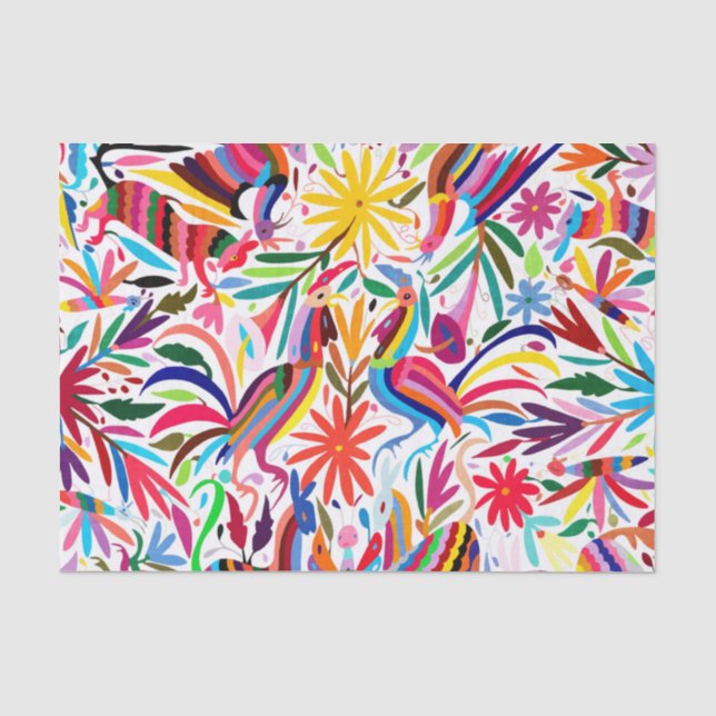 Farbige Otomi-Printmedien, Blumen-/Tiermuster Seidenpapier (Vorderseite)