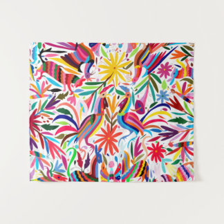 Farbige Otomi-Printmedien, Blumen-/Tiermuster Wandteppich