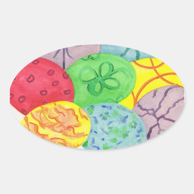 Farbige Oval Oval Eggs Stickers (Vorderseite)