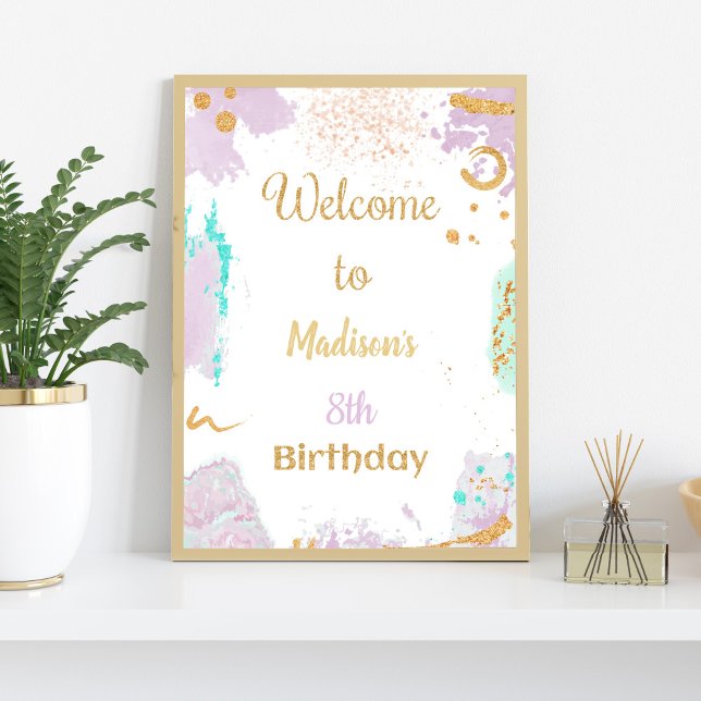 Farbige Paint Birthday Willkommensunterschrift Poster (Paint Birthday Welcome Signs)