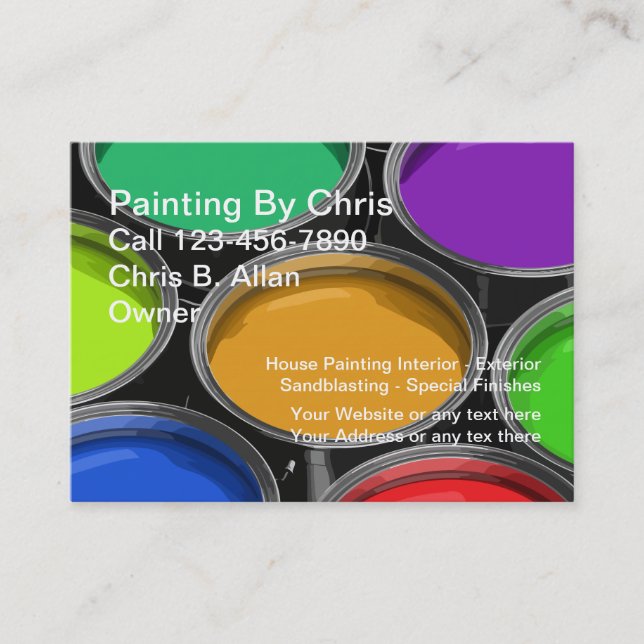 Farbige Paint Cans Painter Business Cards Visitenkarte (Vorderseite)