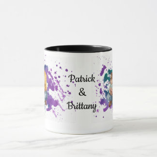 Farbige Paint Splash Lila Green Vater Child Foto Tasse
