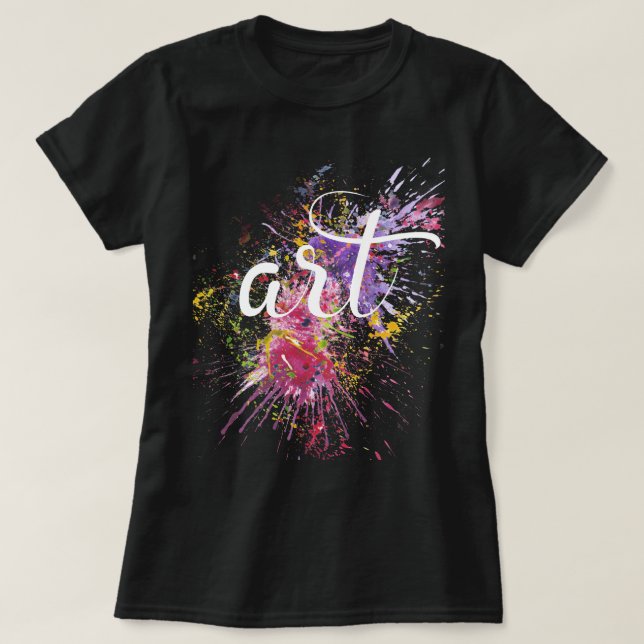 Farbige Paint Spritzer ART Kalligrafie T-Shirt (Design vorne)