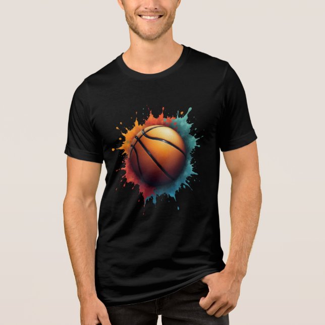 Farbige Paint Spritzer Basketball Tri-Blend Shirt (Vorderseite)