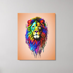 Farbige Paint Tropfen Lion Leinwanddruck