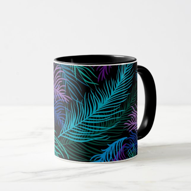 Farbige Palm-Blätter Tasse (VorderseiteRechts)
