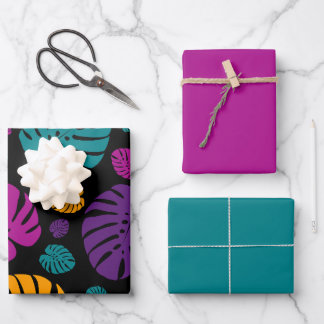 Farbige Palmwedel Geschenkpapier Set