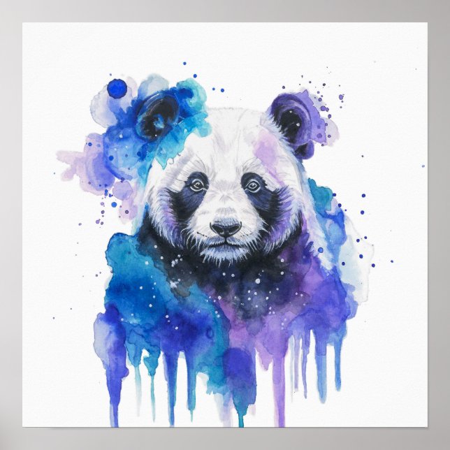 Farbige Panda-Wasserfarben-Kunst Poster (Vorne)