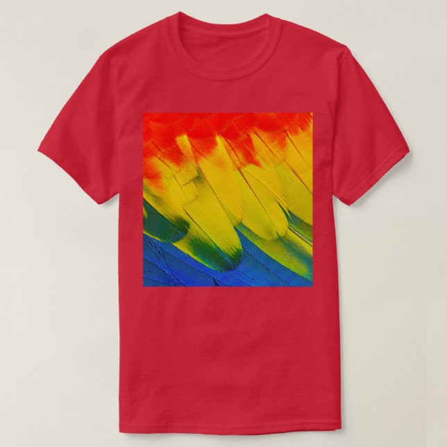Farbige Papagei-Federn T-Shirt (Design vorne)