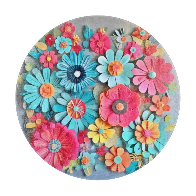Farbige Papier Blumenkunst Schneidebrett (Vorderseite)