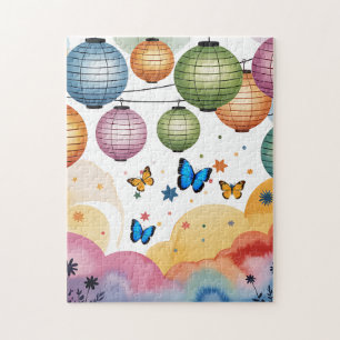 Farbige Papierlaternen & Schmetterlinge Puzzle