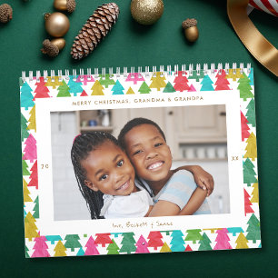 Farbige Papiertannen Weihnachtsfoto Kalender