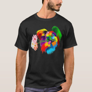 farbige Papillon Hund bunt Hund Papillon-Blume T-Shirt