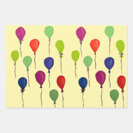 Farbige Partyballons Geschenkpapier Set